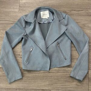 Anthropologie Slate Blue Faux Suede Jacket